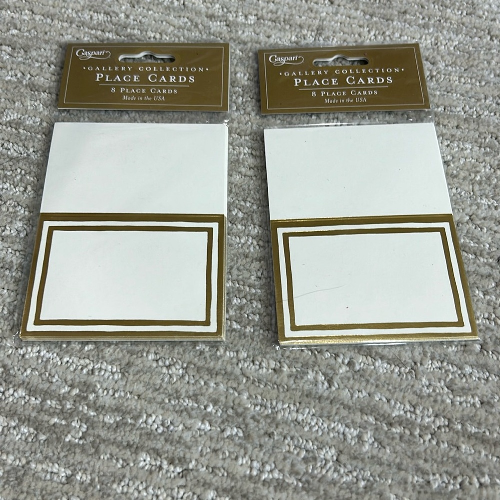 16 Caspari Gold Foil Stripe Border Place Cards